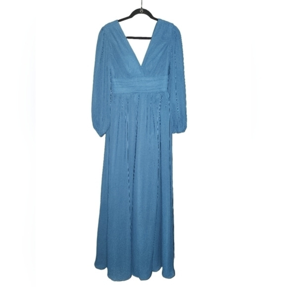 LOYELOY Dresses & Skirts - Loyeloy NWT Long V Neck Formal‎ Wedding Dress with Pockets Teal Holiday Size 6